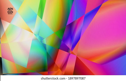 Resumen del fondo poligonal irregular. Gradiente multicolor de la luz reflejada en la estructura de cristal o diamante. Frágiles y agudas texturas de hielo o vidrio destrozadas. Luz ambiente de bajo cubismo de políticas