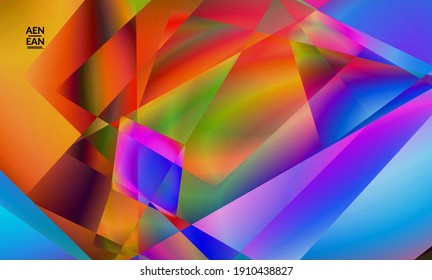 Abstract irregular polygonal background. Multicolored gradient of reflected light in crystal or diamond structure. Fragile sharp shattered ice or glass texture. Ambient light of low poly cubism