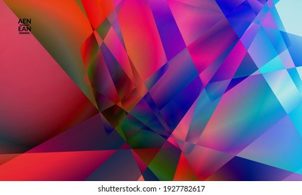 Abstract irregular polygonal background. Multicolored gradient of reflected light in crystal or diamond structure. Fragile sharp shattered ice or glass texture. Ambient light of low poly cubism