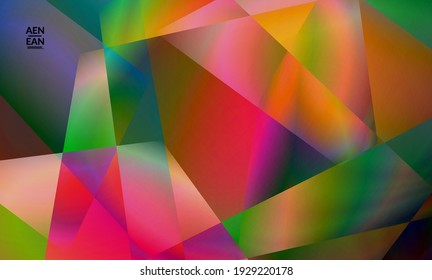Resumen del fondo poligonal irregular. Gradiente multicolor de la luz reflejada en la estructura de cristal o diamante. Frágiles y agudas texturas de hielo o vidrio destrozadas. Luz ambiente de bajo cubismo de políticas