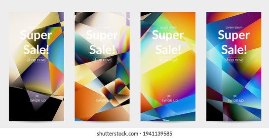 Abstract irregular polygonal background. Multicolored gradient of reflected light in crystal or diamond structure. Fragile sharp shattered ice or glass texture. Ambient light of low poly cubism