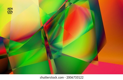 Abstrakter, unregelmäßiger polygonaler Hintergrund. mehrfarbiger Farbverlauf des reflektierten Lichts in Kristallstruktur oder Diamantstruktur. Fragile, scharfe, zerbrochene Eis oder Glasstruktur. Ambientes Licht des Low-Poly-Kubismus