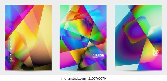Abstract irregular polygonal background. Multicolored gradient of reflected light in crystal or diamond structure. Fragile sharp shattered ice or glass texture. Ambient light of low poly cubism