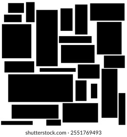 Padrão de retângulo irregular abstrato. Retângulos pretos. 