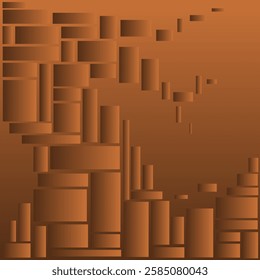 Abstract irregular rectangle pattern. Gradient between dark brown and brown.