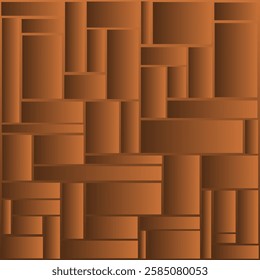 Abstract irregular rectangle pattern. Gradient between dark brown and brown.