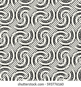 Abstract irregular semicircle stroke motif variegated textured background. Seamless pattern.