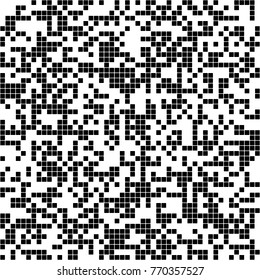 Abstract irregular square pixel background - vector graphic design from black rounded squares on white background