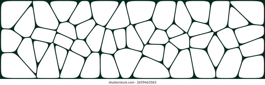  Abstract irregular stone wall pattern with black outlines and white fill, resembling a mosaic or cobblestone texture in a modern stylized layout.