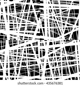 Abstract irregular straight lines pattern. Set of 4 version. Geometric monochrome backgrounds.