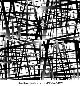 Abstract irregular straight lines pattern. Set of 4 version. Geometric monochrome backgrounds.