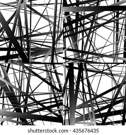 Abstract irregular straight lines pattern. Set of 4 version. Geometric monochrome backgrounds.