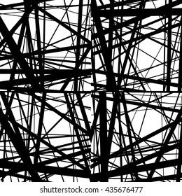Abstract irregular straight lines pattern. Set of 4 version. Geometric monochrome backgrounds.