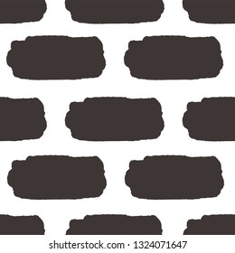 Abstract irregular striped block motif. Vector illustration. Dark background with minimalistic elements. Striped texture seamless pattern. Grunge endless template. Brown and white colour backdrop. 