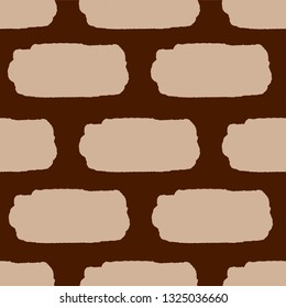 Abstract irregular striped block motif. Vector illustration. Background with minimalistic elements. Striped texture seamless pattern. Grunge endless template. Brown and  beige colors. Fabric textile.