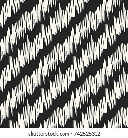 Abstract Irregular Textured Diagonal Bold Striped Motif. Seamless Pattern.