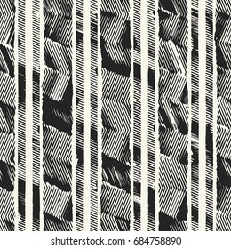 Abstract irregular textured distressed stripes. Seamless pattern.