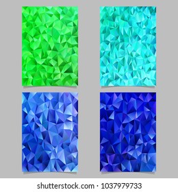 Abstract irregular triangle mosaic page template set - vector stationery background graphic collection from colored triangles