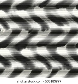 Abstract irregular wavy striped textured background. Seamless pattern.