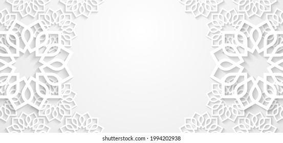 Abstract. Islamic background. Design with geometric shape white background. Vector.