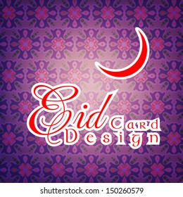 Abstract Islamic Illustration on Eid Mubarak card design in shiny color background.