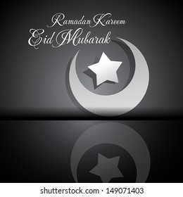 Abstract Islamic Illustration on shiny moon with grey color background.