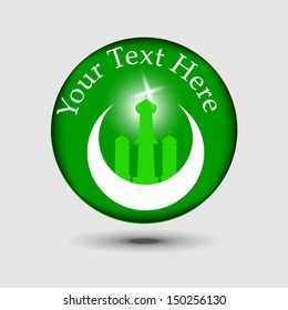 Abstract Islamic logo with shiny color in light grey color background.