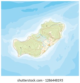 abstract island map pattern with topographic heights and deep lines