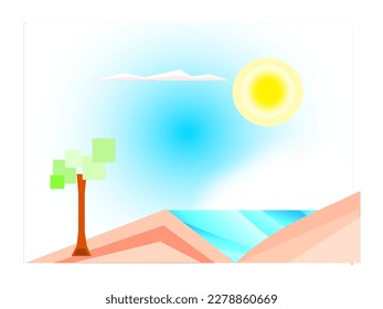Isla Resumen. Hora de primavera. Antecedentes abstractos. Ilustración vectorial.