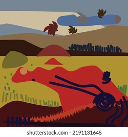 The Abstract  islandscape with blue sky.