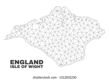 Abstract Isle of Wight map isolated on a white background. Triangular mesh model in black color of Isle of Wight map. Polygonal geographic scheme designed for political illustrations.