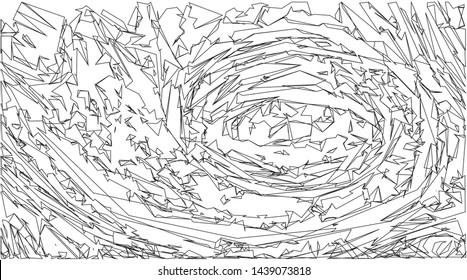 Abstract isolated background. Black and white lines. Geometric chaos.