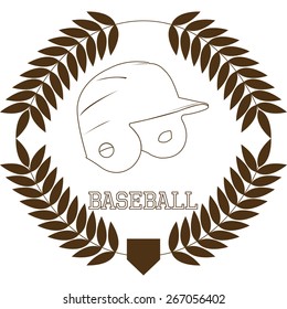Abstract isolated baseball icon with a laurel wreath and text. Vector illustration