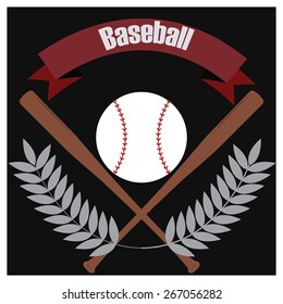 Abstract isolated baseball icon with a ribbon and text. Vector illustration
