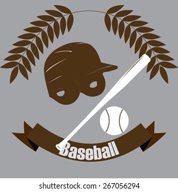 Abstract isolated baseball icon with a ribbon and text. Vector illustration