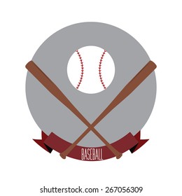 Abstract isolated baseball icon with a ribbon and text. Vector illustration