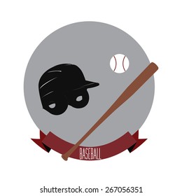 Abstract isolated baseball icon with a ribbon and text. Vector illustration