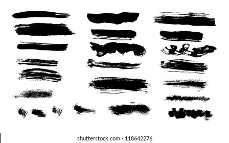 abstract isolated black brush strokes