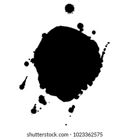 Abstract isolated black ink  vector watercolor stain. Grunge element for paper design. Vector illustration