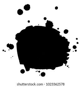 Abstract isolated black ink  vector watercolor stain. Grunge element for paper design. Vector illustration