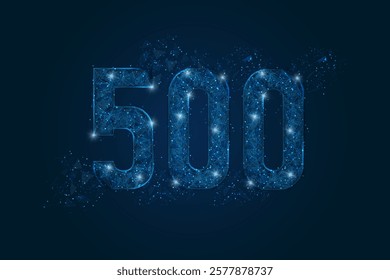 Abstract isolated blue image of 500 Internal server error concept. Polygonal low poly wireframe illustration. Website error, Network error, Cloud computing concept for landing page