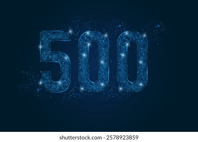 Abstract isolated blue image of 500 Internal server error concept. Polygonal low poly wireframe illustration. Website error, Network error, Cloud computing concept for landing page