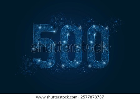 Abstract isolated blue image of 500 Internal server error concept. Polygonal low poly wireframe illustration. Website error, Network error, Cloud computing concept for landing page