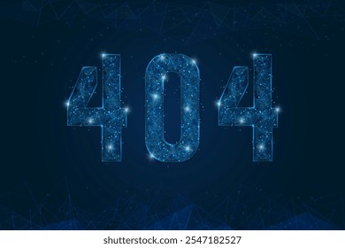 Abstract isolated blue image of Concept 404 Error Page or File not found for web page. Polygonal low poly wireframe illustration.