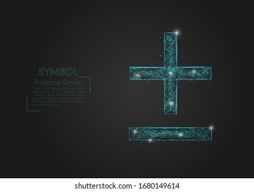 Abstract isolated blue image of a math signs. Polygonal illustration looks like stars in the blask night sky in spase or flying glass shards. Digital design for website, web, internet