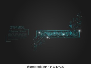 Abstract isolated blue image of a minus sign. Polygonal illustration looks like stars in the blask night sky in spase or flying glass shards. Digital design for website, web, internet.