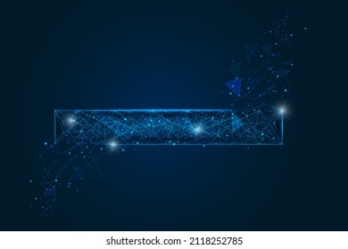 Resumen imagen azul aislada de un signo menos. La ilustración poligonal se parece a las estrellas en el cielo nocturno del matraz en fragmentos de vidrio flotantes o de esfase. Diseño digital para sitios web, web, internet.