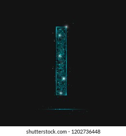 Abstract isolated blue image of a number one. Polygonal illustration looks like stars in the blask night sky in spase or flying glass shards. Digital design for website, web, internet.