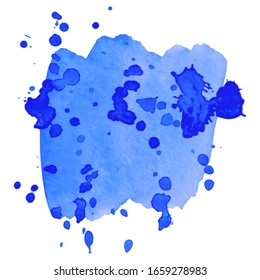 Abstract isolated blue vector watercolor stain. Grunge element for paper design