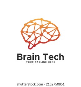 Abstract isolated Brain technology logo. Design template icon, sign intelligence quotient, symbol advance mind brain, identity startup. Vector illustration business company